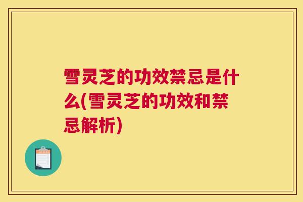 雪灵芝的功效禁忌是什么(雪灵芝的功效和禁忌解析)