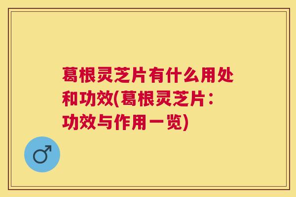 葛根灵芝片有什么用处和功效(葛根灵芝片：功效与作用一览)