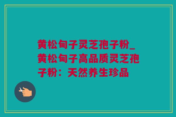 黄松甸子灵芝孢子粉_黄松甸子高品质灵芝孢子粉：天然养生珍品
