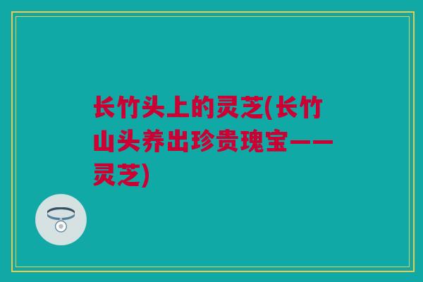 长竹头上的灵芝(长竹山头养出珍贵瑰宝——灵芝)