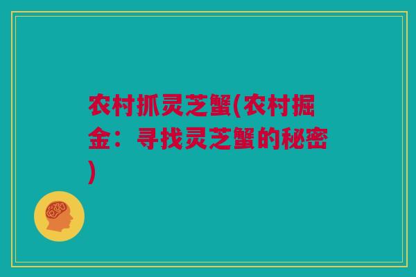 农村抓灵芝蟹(农村掘金：寻找灵芝蟹的秘密)