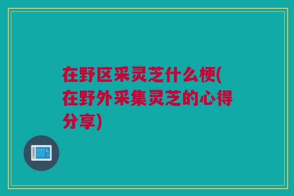 在野区采灵芝什么梗(在野外采集灵芝的心得分享)