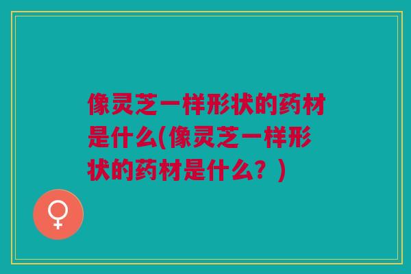 像灵芝一样形状的药材是什么(像灵芝一样形状的药材是什么？)