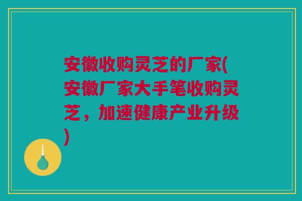 安徽收购灵芝的厂家(安徽厂家大手笔收购灵芝，加速健康产业升级)
