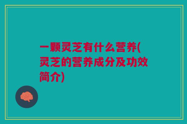 一颗灵芝有什么营养(灵芝的营养成分及功效简介)