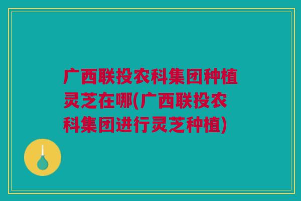 广西联投农科集团种植灵芝在哪(广西联投农科集团进行灵芝种植)