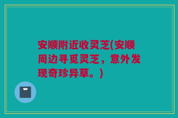 安顺附近收灵芝(安顺周边寻觅灵芝，意外发现奇珍异草。)