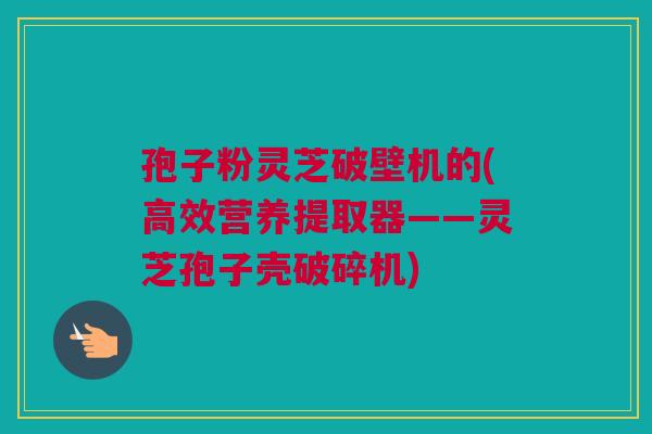 孢子粉灵芝破壁机的(高效营养提取器——灵芝孢子壳破碎机)