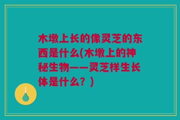 木墩上长的像灵芝的东西是什么(木墩上的神秘生物——灵芝样生长体是什么？)