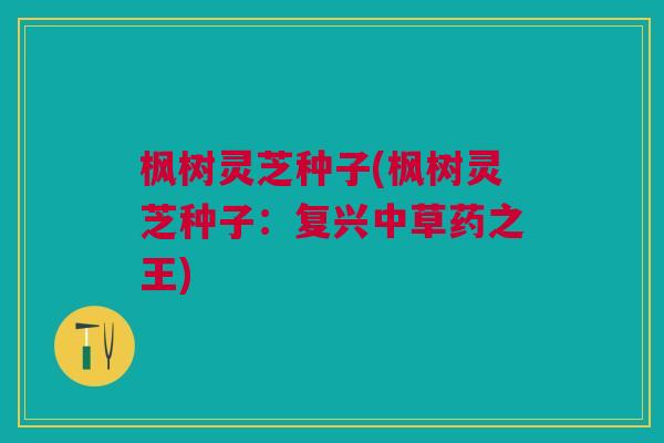 枫树灵芝种子(枫树灵芝种子：复兴中草药之王)
