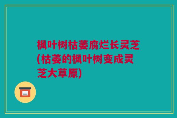 枫叶树枯萎腐烂长灵芝(枯萎的枫叶树变成灵芝大草原)