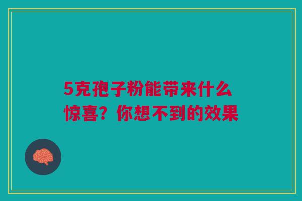 5克孢子粉能带来什么惊喜？你想不到的效果