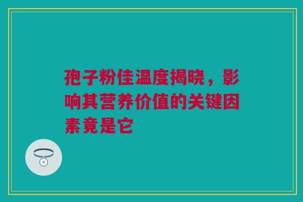 孢子粉佳温度揭晓，影响其营养价值的关键因素竟是它